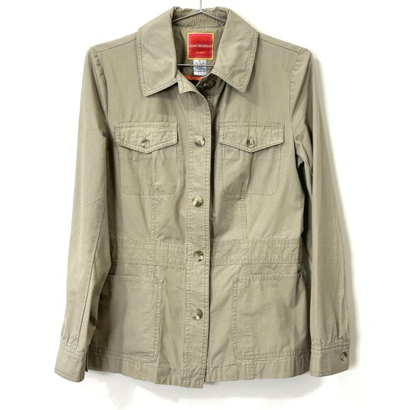 ISAAC MIZRAHI for TARGET Jacket Womens S Khaki Tan Cotton Fitted Utility Style - Picture 1 of 9